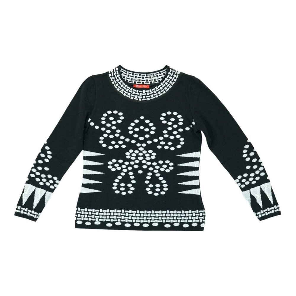 Olivier Philips Sweater‎ Women's Size M Geometric Pattern Black Made in France